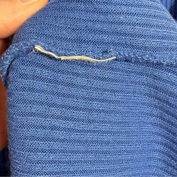 FREE PEOPLE | Women's Blue Bell Prism Ribbed Geometric Sweater Sleeve Cowl Top M - Picture 12 of 15